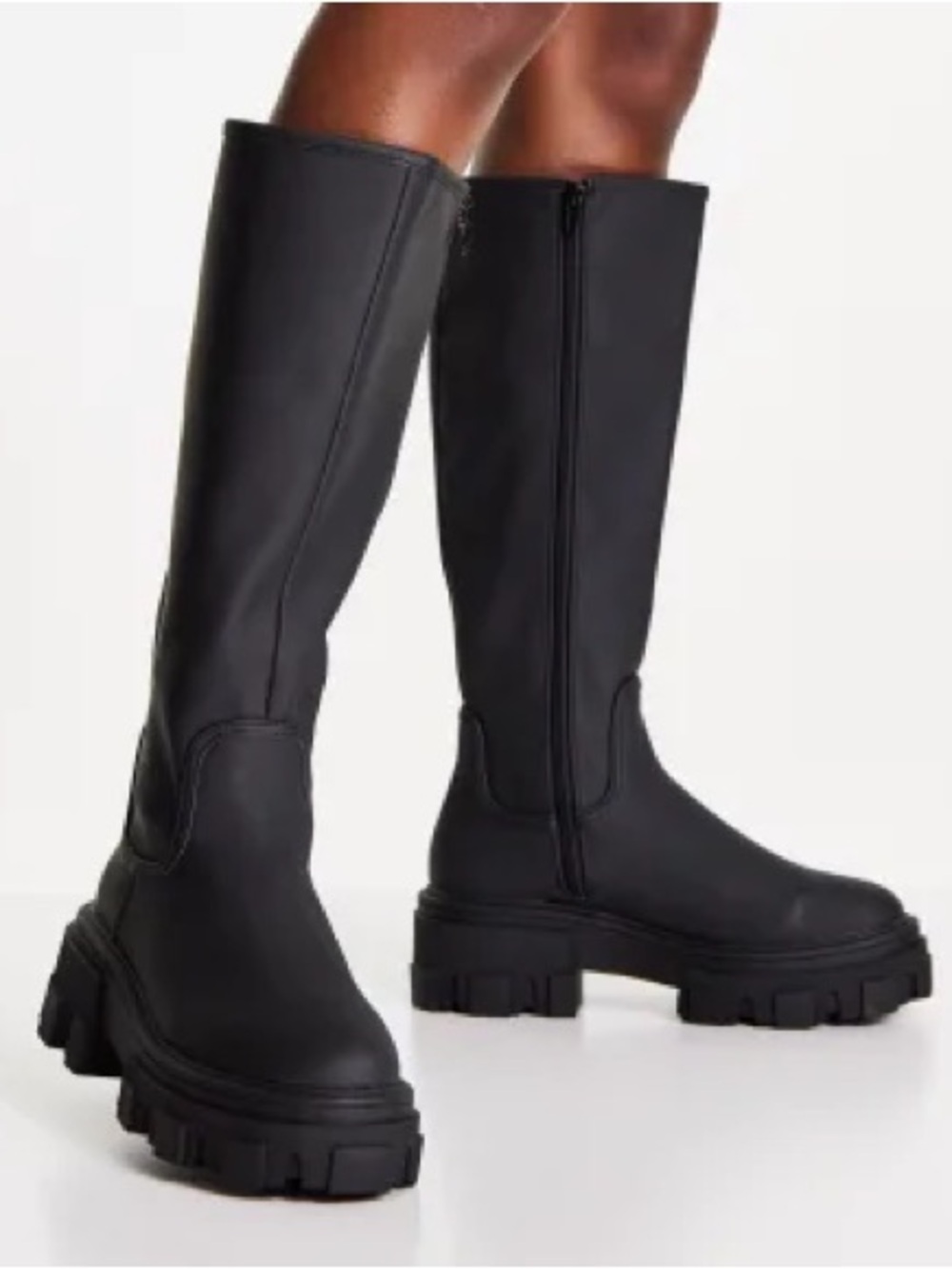 ASOS Black Knee-High Chunky Lug Sole Boots